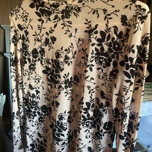 Floral Long Sleeve Top. Lace. Suede